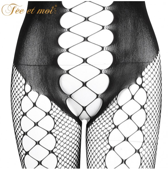 FEE ET MOI Sexy Seethrough Opened Body Stockings (Black)